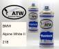 Preview: BMW, Alpine White II, 218: 400ml Sprühdose + 400ml Klarlack - Set, von ATW Autoteile West.